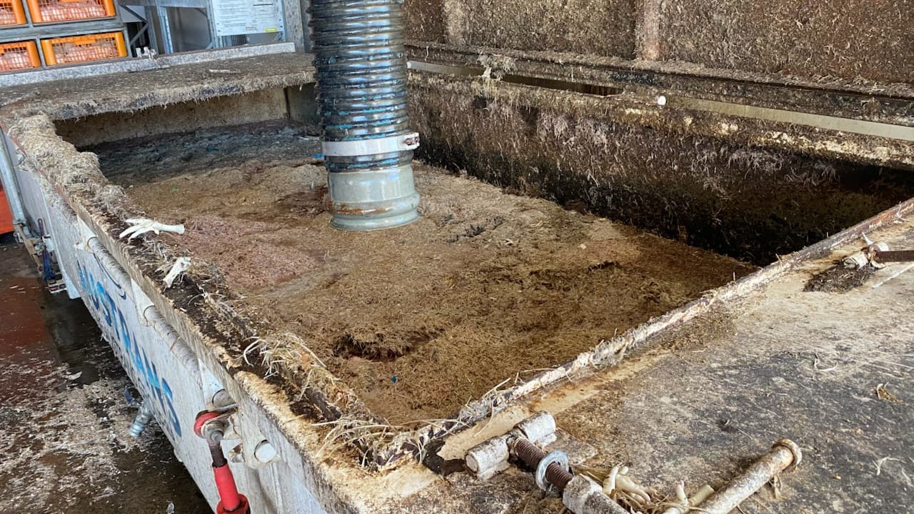 Real VACIT vacuum recovery work removing wet sediment from an industrial container