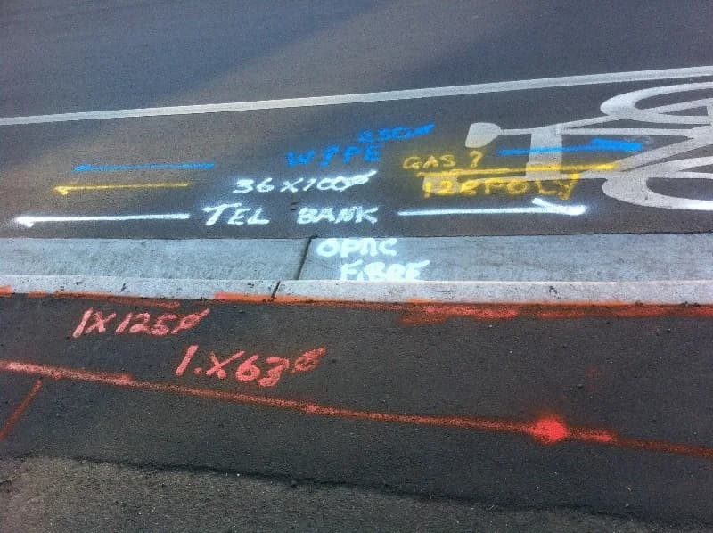 Surface markings laid out before follow-up investigation